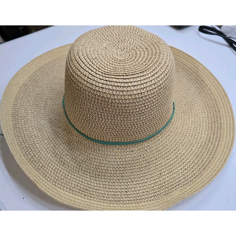 Midwest Gloves & Gear Wide Brim Sun Vacation Straw Hat One Size Teal Chin Strap